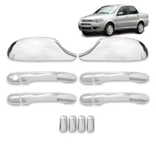 Kit Apliques Cromados Siena/Palio G3 2004 a 2011 - Maçaneta + Retrovisor Strada 04 2011
