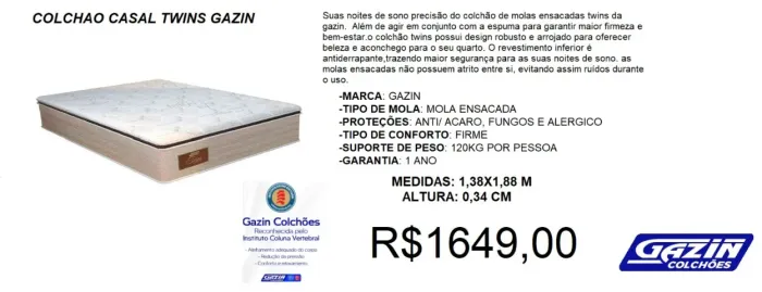 COLCHAO CASAL A PRONTA ENTREGA