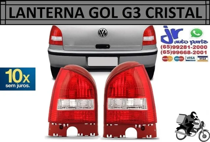 Par de Lanterna Traseira Gol G3 Ré Cristal Bicolor