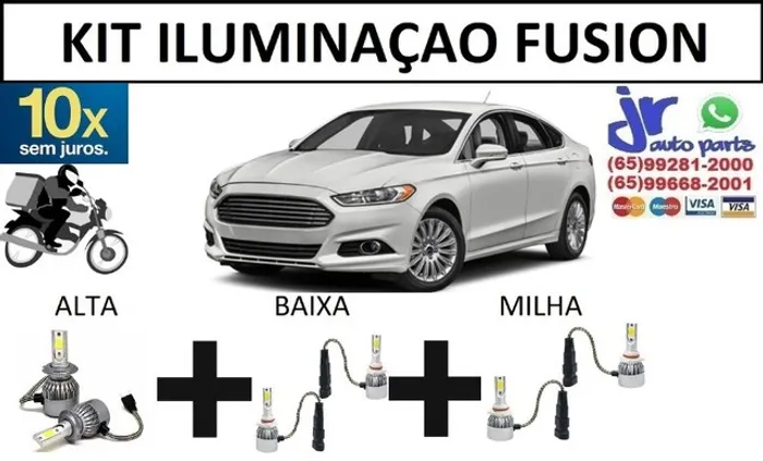 Kit Lampada Ultra LED (Alta/Baixa/Milha) Fusion 6000K 12V 24V