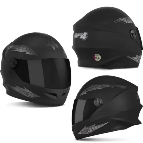 Capacete preto fosco viseira fumê+narigueira tamanho 60 