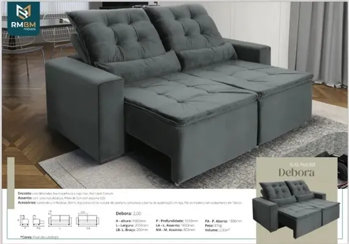 Sofa retratil com pilowtop - 2M de largura Novo