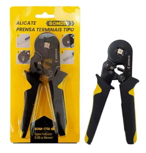 Alicate Crimpador Bomder BOM-1710 para Terminal Tubular Prensa Nf