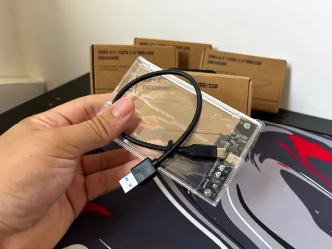 Case para HD/SSD Externo 3.1 USB C para USB Normal Transparente - Nova!