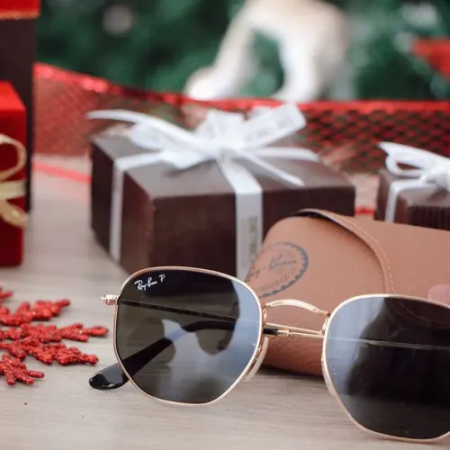 Rayban hexagonal clássico dourado lente G15 cristal
