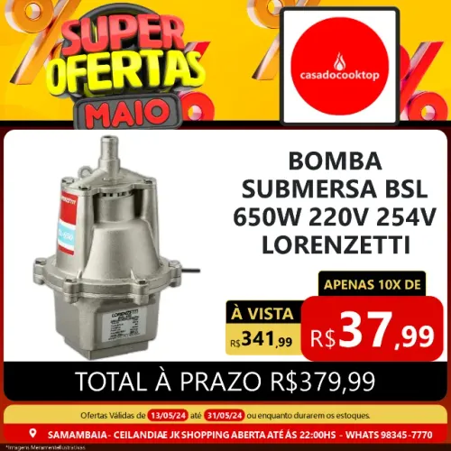 Bomba submersa bsl 650w 220v / 254v lorenzetti