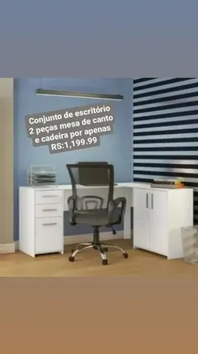 Mesa de escritório canto e cadeira giratoria 
