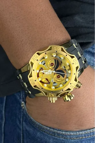 Relógio Invicta Joker pulseira de silicone série ouro