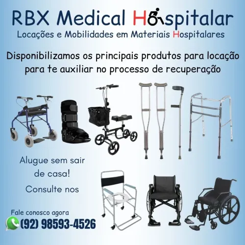 Cadeira de roda andador muleta e bota ortopedica aluguel em Manaus