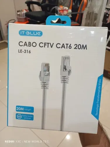 Cabo de rede CFTV cat6 20 m