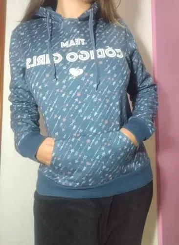 Blusa Feminina Azul com Capuz Código Girls