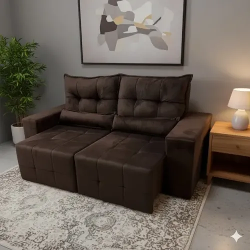 Sofá Retrátil e Reclinável Lisboa Marrom (DISPONIVEL EM NOSSO ESTOQUE)