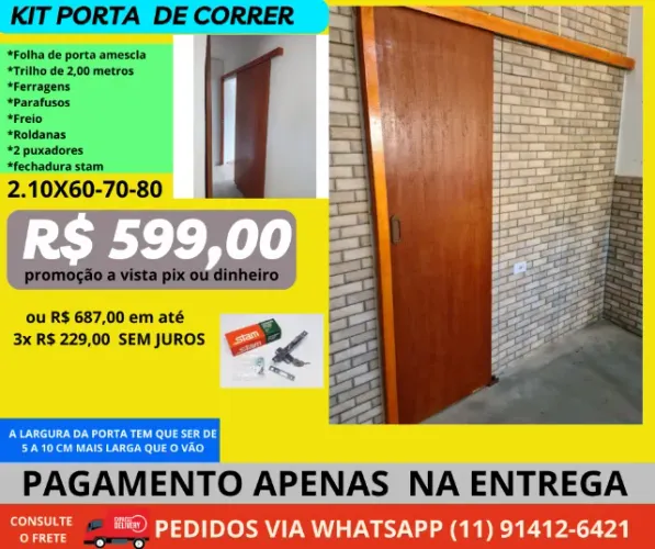 kit porta correr completa mod b584