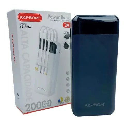 Carregador Portatil Power Bank 20.000mah 4 EM 1 KAPBOM 2.4A KA995 -Loja Coimbra Entregamos
