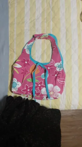 Bolsa de mão colorida de tecido - reversível