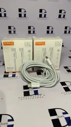 Cabo Tipo C para fonte Tipo C  de 2 metros de comprimento 60W agold
