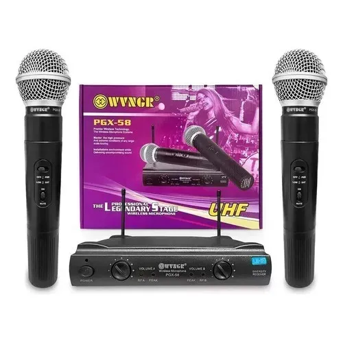 Microfone Sem Fio Duplo Profissional Show Karaokê Musical