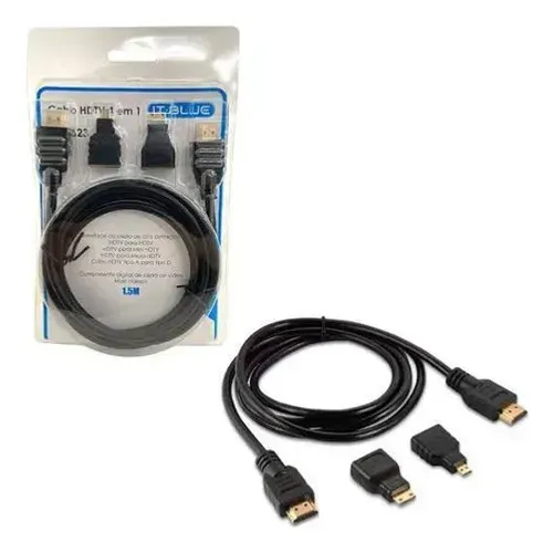 Cabo Hdmi 4 Em 1 Todos Tipos Conectores Adaptador Flexivel