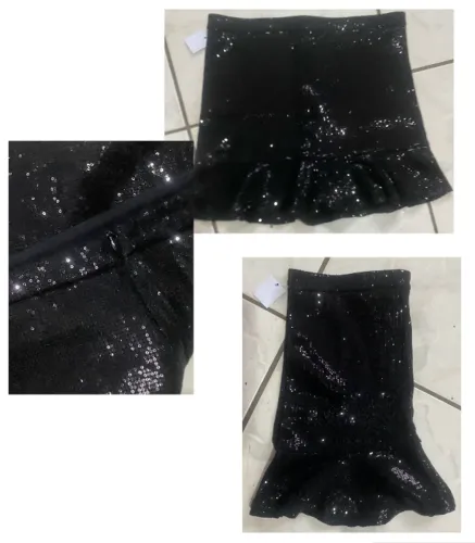 MINISSAIA PRETA COM PAETÊ - VESTE P/M POR R$ 24,99