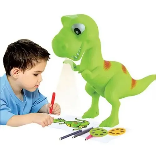 Dinossauro projetor imagem para pintura 12 canetinha + slides a pilha 35x27,5x11cm