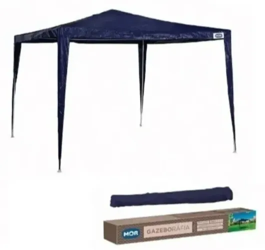Tenda Gazebo Mor Ráfia P/ Praia Aço Carbono 3x3m Azul