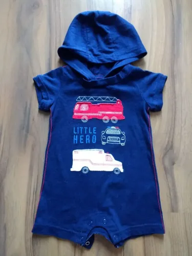Roupa para bebê -Macaquinho Child of Mine by Carter's 3 a 6 meses Azul marinho com capuz