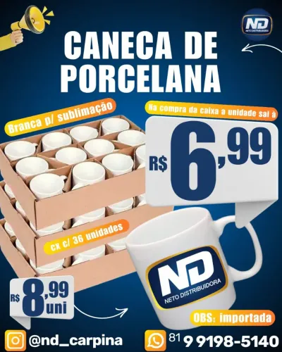 Canecas de Porcelana (Importada)