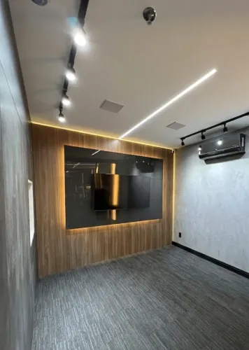 Painel Decorativo para Sala ou Escritório em MDF com Vidros Cinza