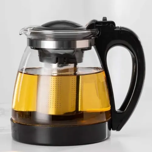Chaleira De Vidro 1000ml Com Infusor coador em Metal