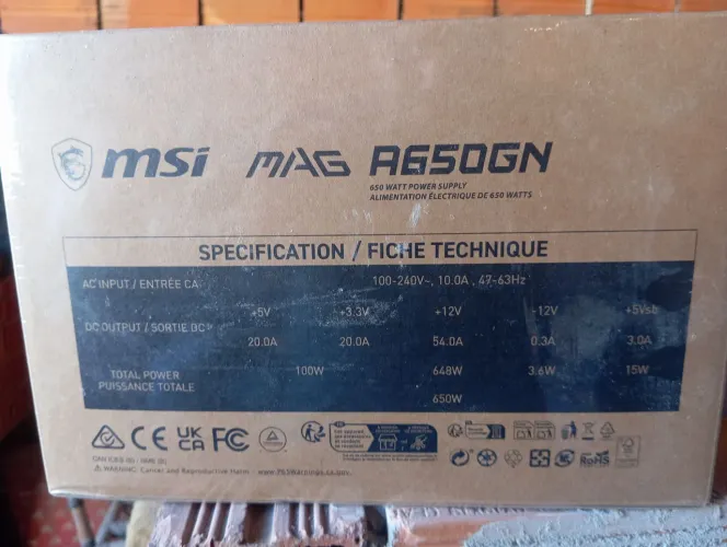FONTE MSI MAG 650w