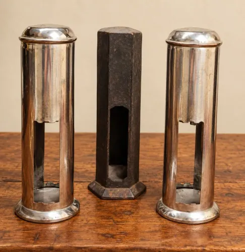 Kit 3 Porta Canudos Antigos De Balcão - Ferro Fundido E Cromado Retrô