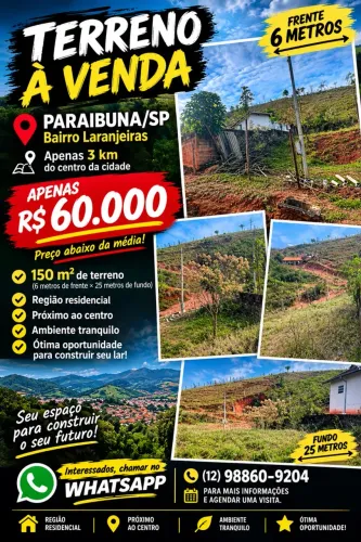 Terreno no bairro laranjeiras em paraibuna