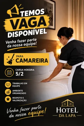 VAGA ABERTA: CAMAREIRA - HOTEL DA LAPA inicio imediato