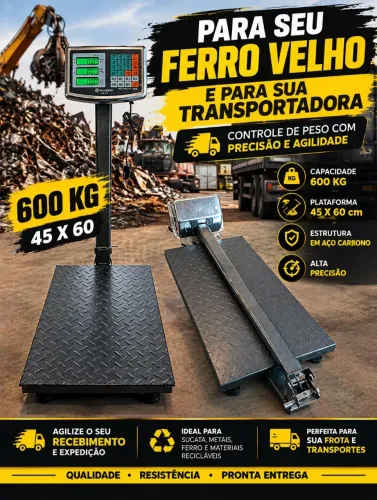 Balança industrial para sua transportadora seu ferro velho 600 kg de alta qualidade