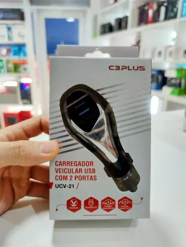 Carregador para Carro C3Plus 2 USB UCV-21SI 2A