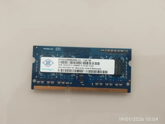 Memória Ram Para Notebook USADO Funcionando 2gb. 1Rx8. Pc3 - 10600s-9-10-B2.1333 Nanya 
