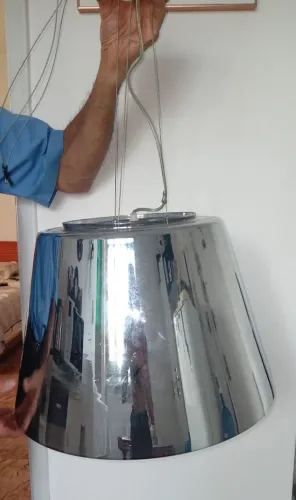 Lustre pendente Bella vidro e cristal 43 cm diâmetro