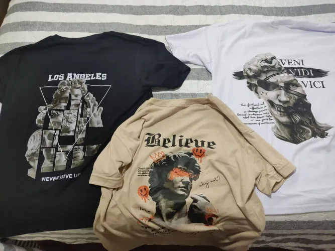 3 camisas M algodão casual streetwear