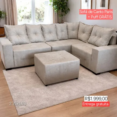 PROMOÇÃO URGENTE - Sofá de Canto GIGANTE Paris Cinza Claro