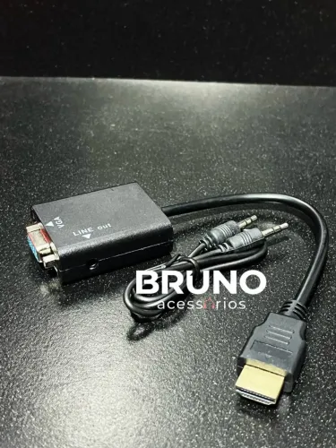 Conversor HDMI para VGA com Áudio<br>