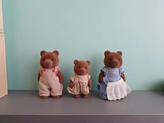 Família de ursos vintage marrom sylvanian familys