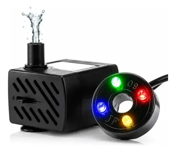 Bomba Submersa Aquário com LEDs Coloridos Vazão 180L/h Bivolt 110/220v - NOVA NA CAIX