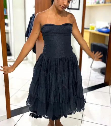 Vestido Festa Formatura Renda Preto Tamanho P