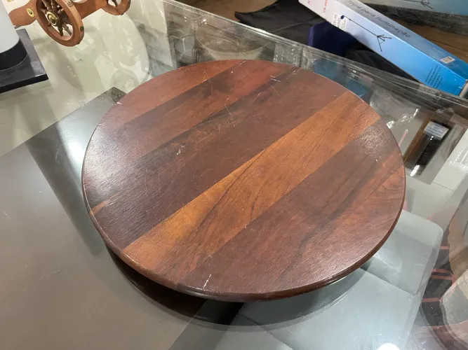 Prato/Tábua Giratório Centro de Mesa em Madeira 45cm