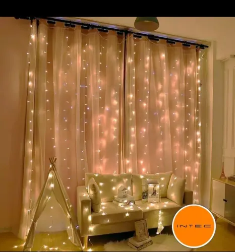 Cortina de LED - 900 led fixo - 110v 4m x 3m branco quente com fio branco"