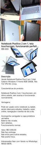 Notebook Positivo 2 em 1