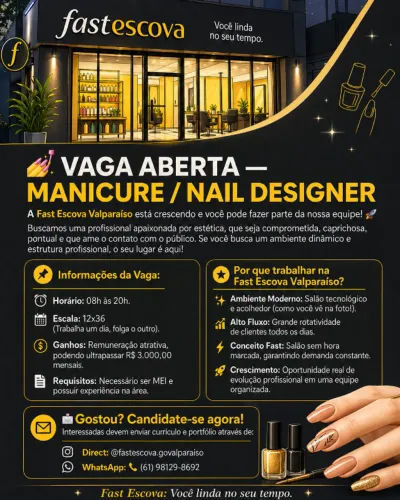 Vaga para Manicure/Escovista