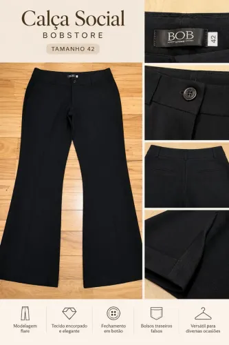 Calça Social Feminina Preta Bobstore