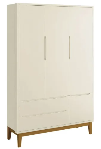 Quarto de bebê completo Berço, Guarda-Roupa e Cômoda - Classic New 100% MDF Off-white