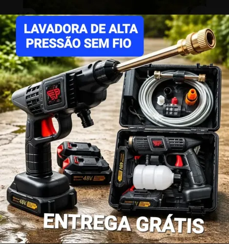 ( Carro-Moto-Telhados ) Lavadora de Alta Pressão SEM FIO JATO FORTE.